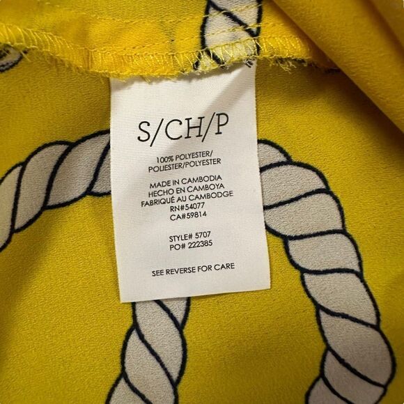 Cabi ~ Womens Nautical Yellow Sheer Blouse ~ side zip closure ~ tie front ~ sz S - Picture 12 of 12